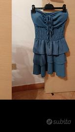Vestito mini a fascia azzurro turchese