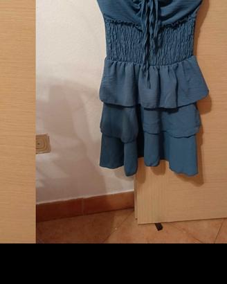 Vestito mini a fascia azzurro turchese