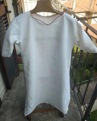 Camicione nonna, bianco, con profilo ricamato ross
