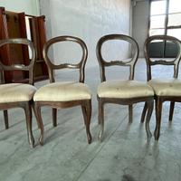 4 SEDIE DI LEGNO IMBOTTITE