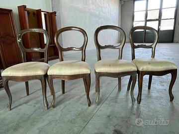 4 SEDIE DI LEGNO IMBOTTITE
