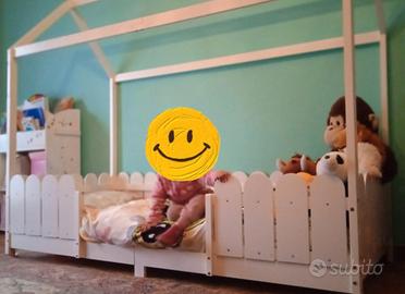 lettino in legno bianco + materasso Emma