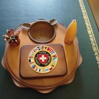 Posacenere e portaoggetti in legno da scrivania 