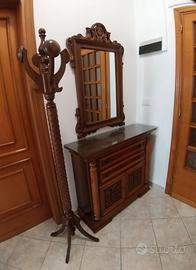 Mobile ingresso in legno con specchio e appendiabi