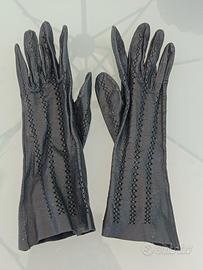 guanti in pelle nera vintage 