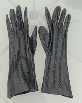 guanti in pelle nera vintage 
