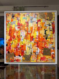 Quadro /opera astratto su tela 102x102x4 + cornice