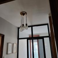 due lampadari anni 60 vetro con bordi gialli