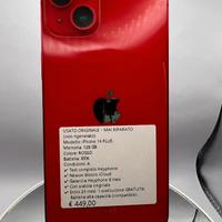iPhone 14 Plus 128GB Rosso Originale