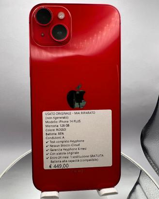 iPhone 14 Plus 128GB Rosso Originale