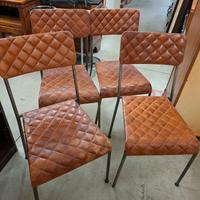set 4 sedie in pelle marrone