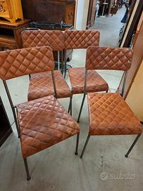 set 4 sedie in pelle marrone