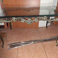 tavolino con vetro rifiuto in ferro 