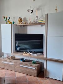Parete attrezzata bianco + noce