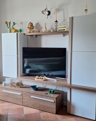 Parete attrezzata bianco + noce