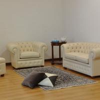 Salotto Chesterfield: Divano, poltrona e pouf