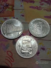 3 monete in Argento 500 + 1000 + 500 lire