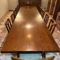 Tavolo e sedie legno di noce massello 12-14 posti