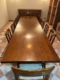 Tavolo e sedie legno di noce massello 12-14 posti
