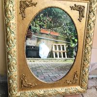 Specchio d'epoca con cornice in legno 