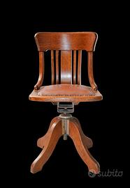 sedia girevole in  legno massello vintage design 