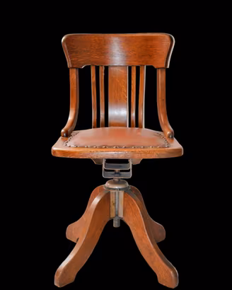 sedia girevole in  legno massello vintage design 