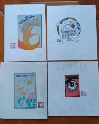 Surimono + Ex-Libris incisioni orientali Nishiki-e
