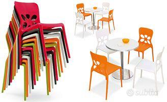 3 Sedia Neon Calligaris Arancio Impilabili