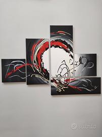 Quadro astratto composizione 5 pezzi
