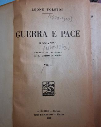 Romanzo Guerra e pace ed. 1932