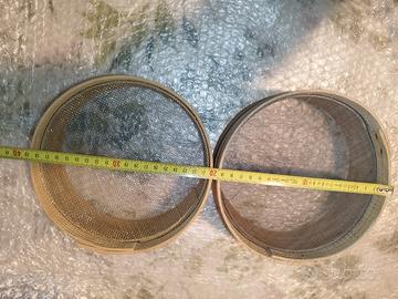 2 setacci in legno e maglia in acciaio