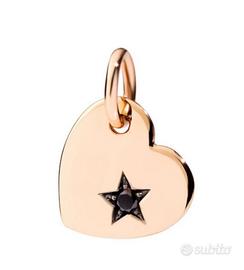 Charm DoDo cuore oro rosa 9 kt diamante nero