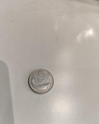 Moneta 5 Lire Delfino (1953)
