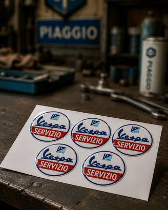 Adesivi tipo Piaggio Service. Set di 5.