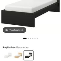 Letto singolo Malm 90x200 nero