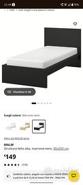 Letto singolo Malm 90x200 nero