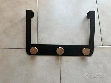 Appendiabiti da porta - nero opaco e legno