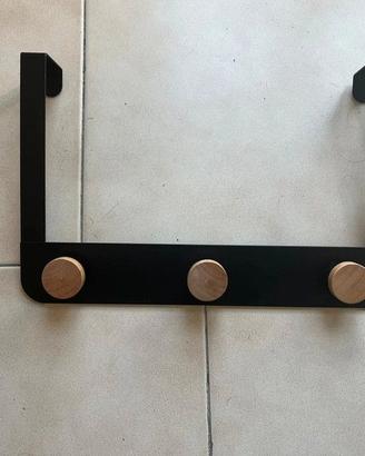 Appendiabiti da porta - nero opaco e legno