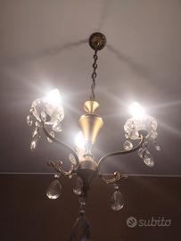 Lampadario in ottone dorato o bronzo