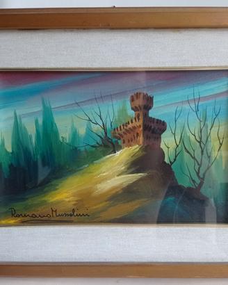 QUADRO DIPINTO ROMANO MUSSOLINI CERT FIAR BOLAFFI 