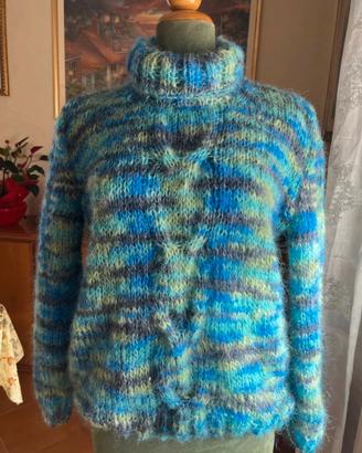 Maglione lana mohair fatto a mano taglia L