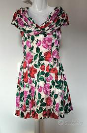 abito midi  cocktail a fiori originale vintage 50 