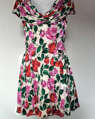 abito midi  cocktail a fiori originale vintage 50 