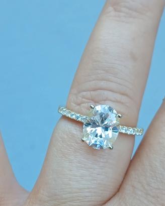 Moissanite anello con pietra ovale tg 18 mm