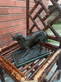 Scultura in bronzo cane in ferma Cesare Biscarra