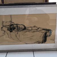 quadro Obes Gazza - cane accucciato sul letto