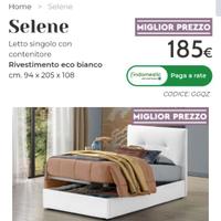 Letto singolo imbottito con contenitor+ materassso