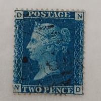 postage two pence dark blu
