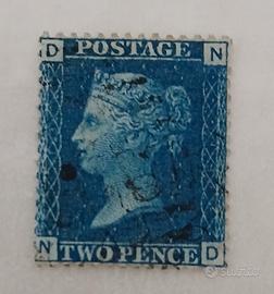 postage two pence dark blu