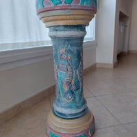 colonna scolpita legno decorato a mano anni '80